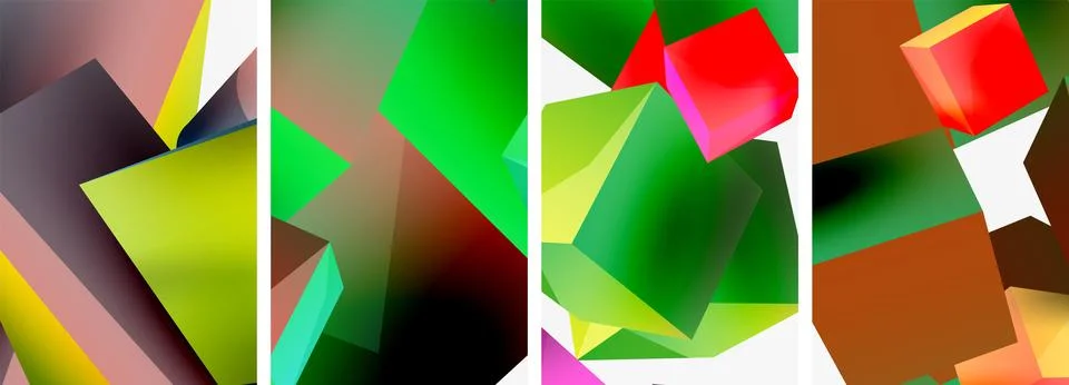 Composition of 3d cubes and other geometric elements background design for 스톡 일러스트