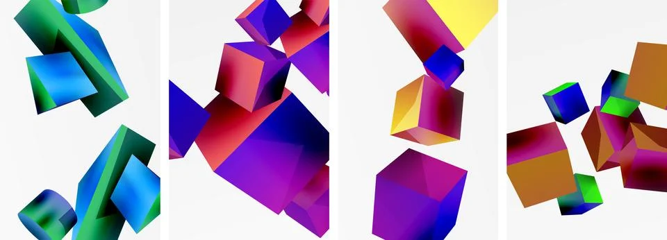 Composition of 3d cubes and other geometric elements background design for Stockillustratie