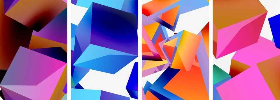 Composition of 3d cubes and other geometric elements background design for イラスト素材