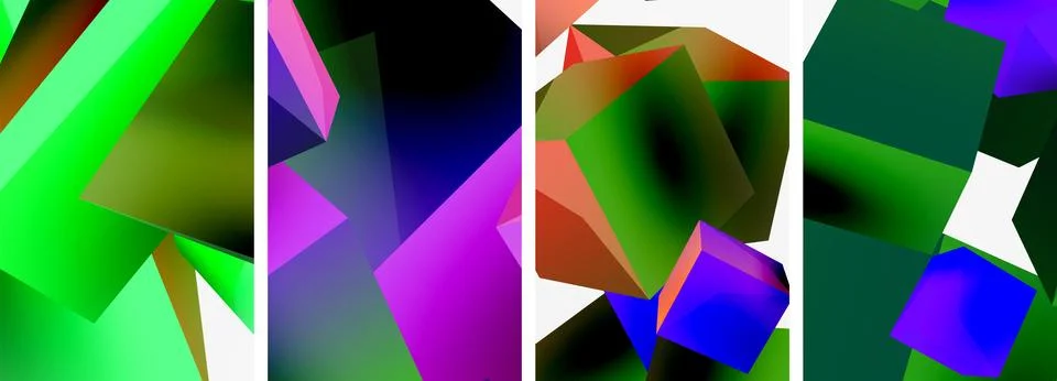 Composition of 3d cubes and other geometric elements background design for イラスト素材