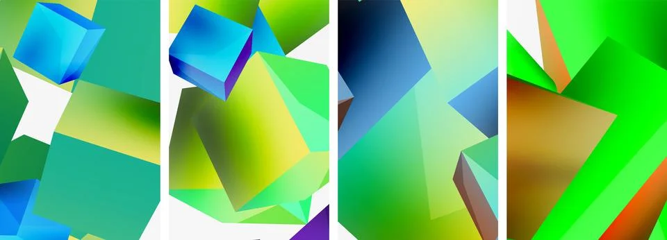 Composition of 3d cubes and other geometric elements background design for Illustrazione stock