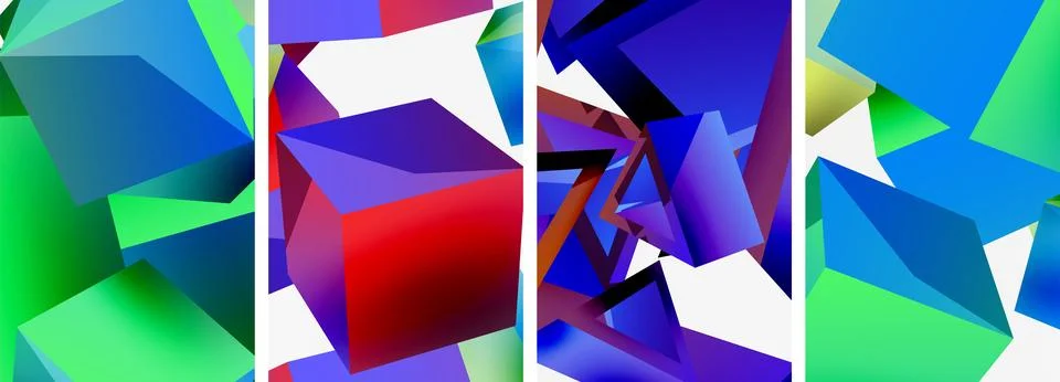 Composition of 3d cubes and other geometric elements background design for 스톡 일러스트