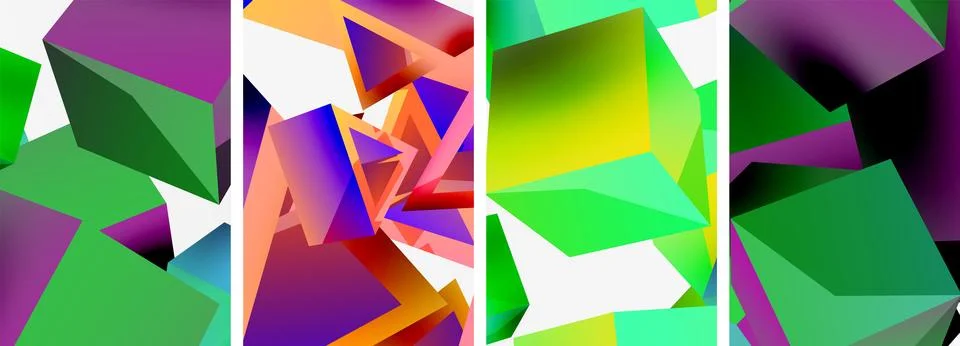 Composition of 3d cubes and other geometric elements background design for 스톡 일러스트