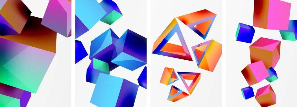 Composition of 3d cubes and other geometric elements background design for イラスト素材