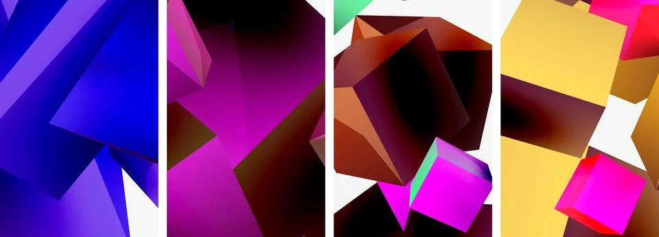 Composition of 3d cubes and other geometric elements background design for イラスト素材