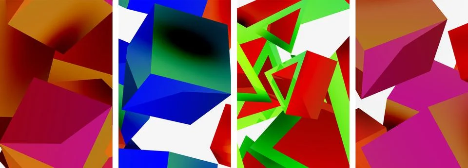 Composition of 3d cubes and other geometric elements background design for 스톡 일러스트