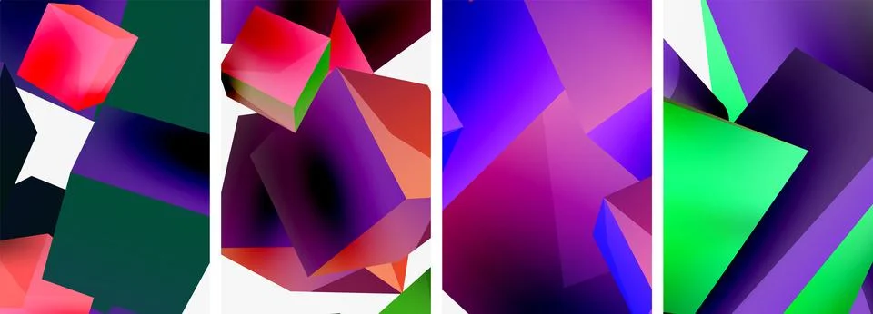 Composition of 3d cubes and other geometric elements background design for イラスト素材