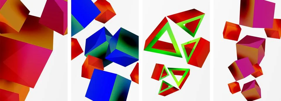 Composition of 3d cubes and other geometric elements background design for Stockillustratie
