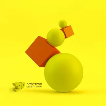 Composition of 3d geometric shapes. Vector Illustration Stock Illustration