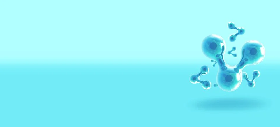 A composition of 3D illustrations of molecules from three elements hovering Stock Illustration