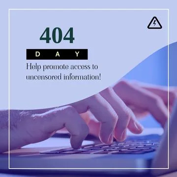 Composition of 404 day text over close up of hands of caucasian man using laptop Stock Illustration