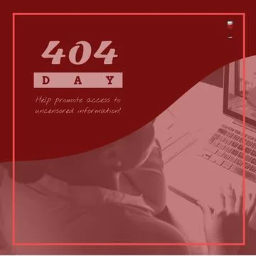 Composition of 404 day text over african american woman using laptop Stockillustratie