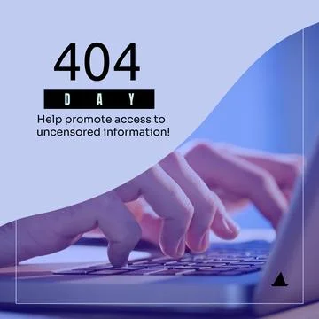 Composition of 404 day text over close up of hands of caucasian man using laptop Stock Illustration