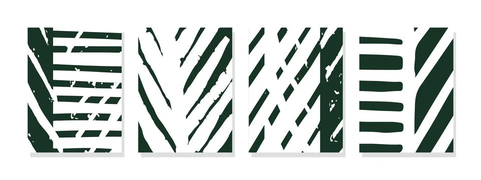 A composition of abstract leaf silhouettes of white and stripes on a pure g.. Stock Illustration