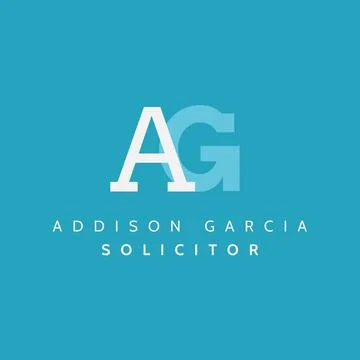 Composition of addison garcia solicitor text over blue background Stock Illustration