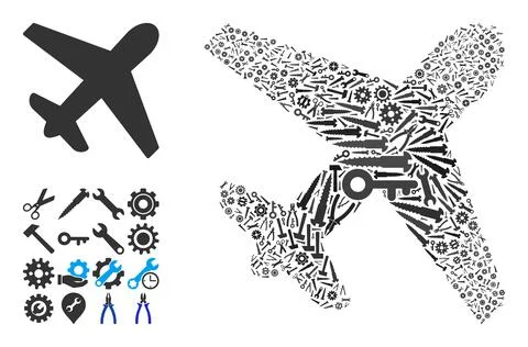 Composition Airplane of Industrial Tools Stock Illustration