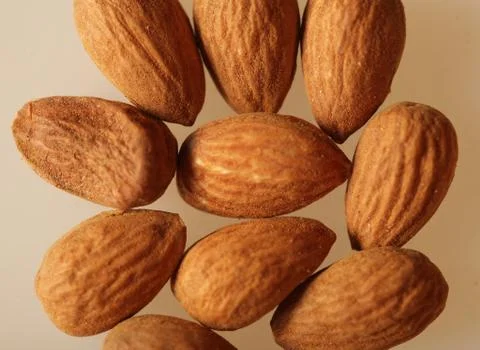 Composition from almond nuts Stock Photos