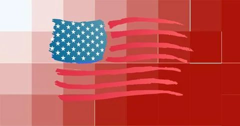 Composition of american flag on pixelated background Stock Illustration