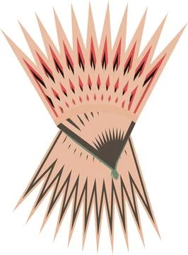 A composition of angular colored elements reminiscent of teeth. Ilustração Stock