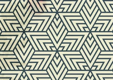 Composition of angular geometric overlapping black line pattern on off-white Illustrazione stock