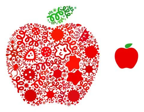 Composition Apple Icon of Infection Microbes Stock Illustration