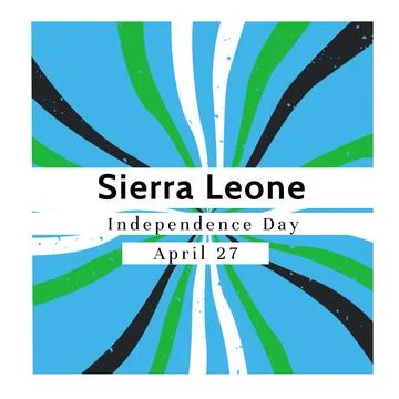 Composition of april 27 sierra leone independence day text over colorful stripes Ilustração Stock