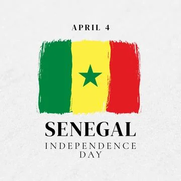 Composition of april 4 senegal independence day text over flag od senegal Ilustração Stock