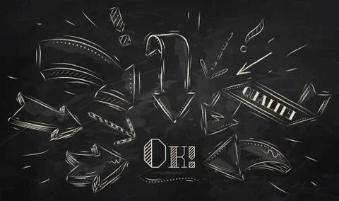 Composition of arrows chalk 스톡 일러스트