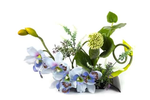 Composition with artificial flowers Stockfoto's