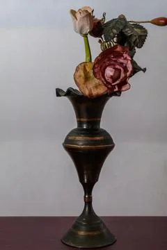 Composition of artificial flowers. 库存照片