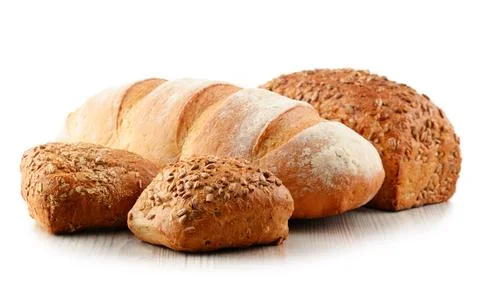 Composition with assorted baking products isolated on white Stock Photos