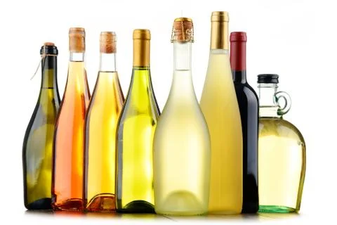 Composition with assorted bottles of wine. Stock Photos