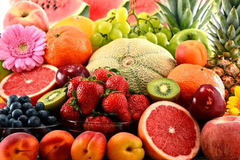 Composition with assorted fruits. Stock Photos