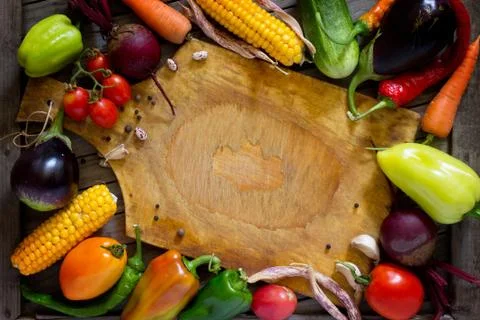 Composition with assorted organic raw vegetables. The concept of a healthy diet. Stock Photos