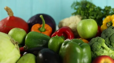 Composition with assorted raw organic vegetables Stock-Footage 68828651