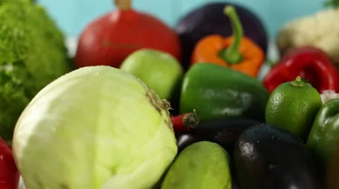 Composition with assorted raw organic vegetables Stock-Footage 68830206