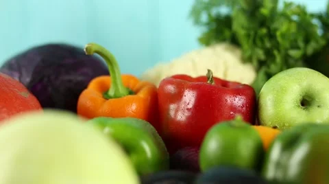Composition with assorted raw organic vegetables Stock-Footage 68832024