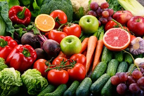 Composition with assorted raw organic vegetables. Detox diet Stock Photos