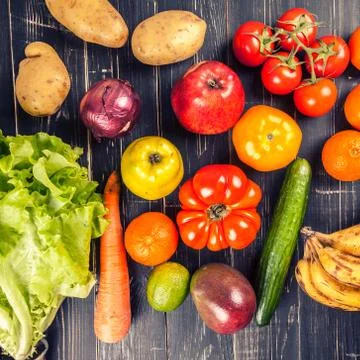 Composition with assorted raw organic vegetables Stock Photos