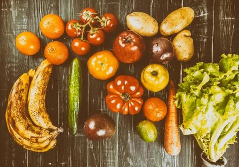 Composition with assorted raw organic vegetables Stock Photos