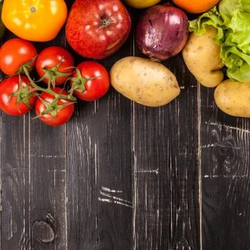 Composition with assorted raw organic vegetables Stock Photos
