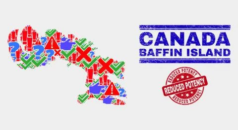 Composition of Baffin Island Map Symbol Mosaic and Scratched Reduced Potency Stock Illustration