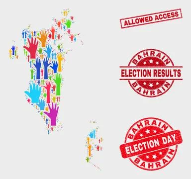 Composition of Ballot Bahrain Map and Grunge Allowed Access Stamp Illustrazione stock