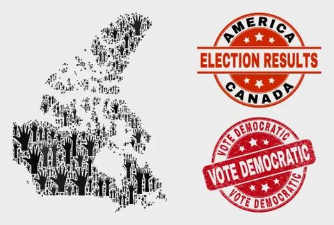 Composition of Ballot Canada V2 Map and Grunge Vote Democratic Stamp Illustrazione stock
