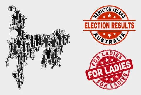 Composition of Ballot Hamilton Island Map and Distress For Ladies Watermark Illustrazione stock