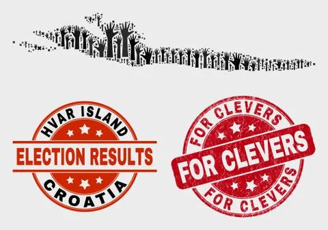 Composition of Ballot Hvar Island Map and Grunge For Clevers Stamp Stock Illustration