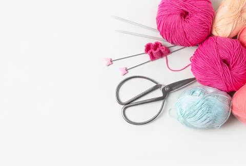 Composition of balls of knitting thread Stock Photos