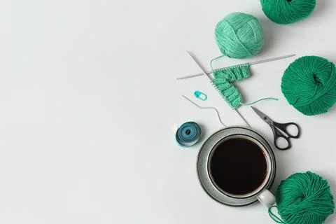 Composition of balls of knitting thread Stock Photos