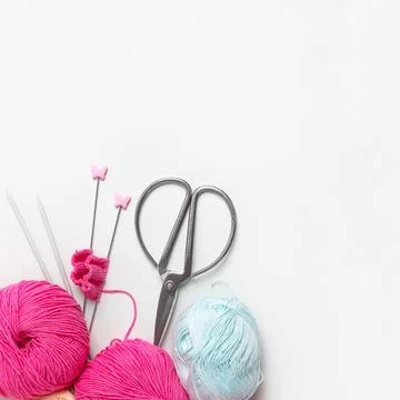 Composition of balls of knitting thread Stock Photos