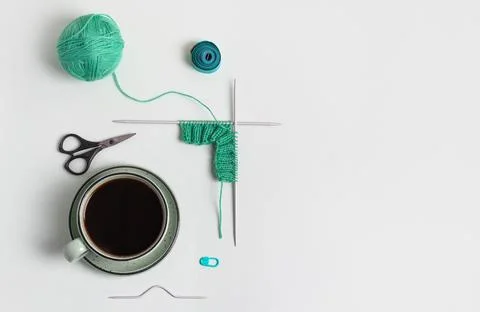 Composition of balls of knitting thread Stock Photos